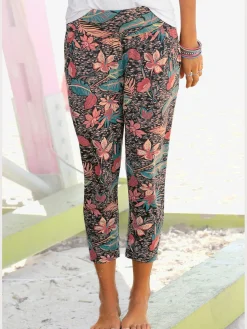 Pantalon de plage pantalon 7/8 décontracté avec imprimé tropical