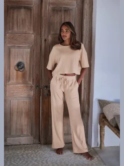 Pantalon d'intérieur pantalon côtelé avec jambes larges