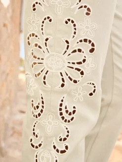 Pantalon empiècement en dentelle transparent sur les côtés