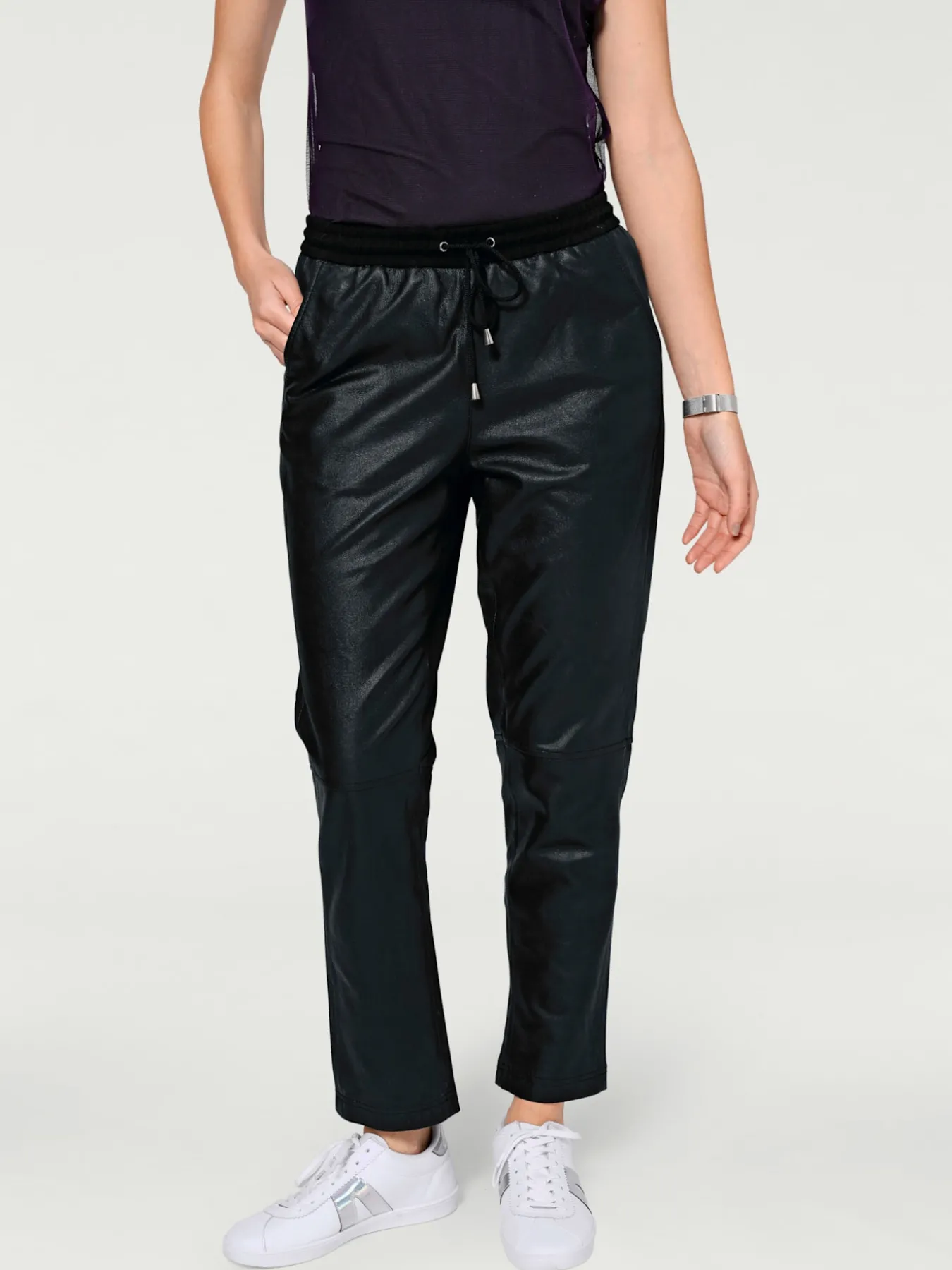 Pantalon en cuir forme jogging tendance