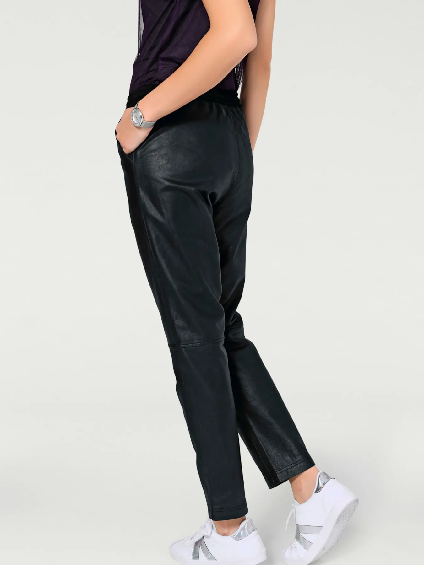 Pantalon en cuir forme jogging tendance