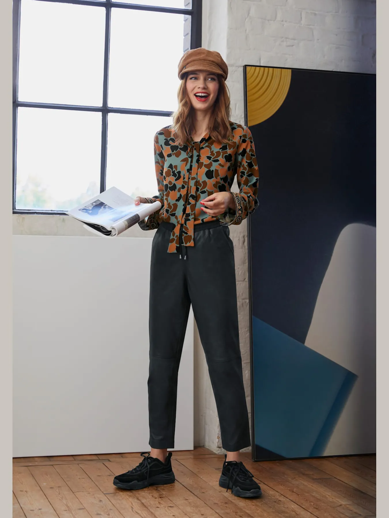 Pantalon en cuir forme jogging tendance