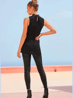 Pantalon en imitation cuir jegging affinant en synthétique