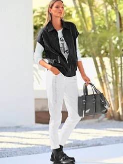 Pantalon en jersey imprimé couleur argent sur la couture latérale