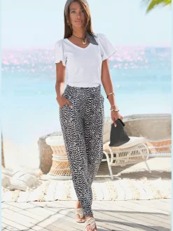 Pantalon en jersey léger avec ceinture élastique