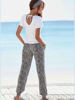 Pantalon en jersey léger avec ceinture élastique