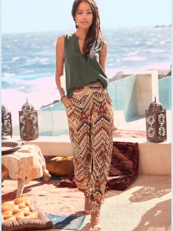 Pantalon en jersey pantalon d'été léger avec imprimé ethnique