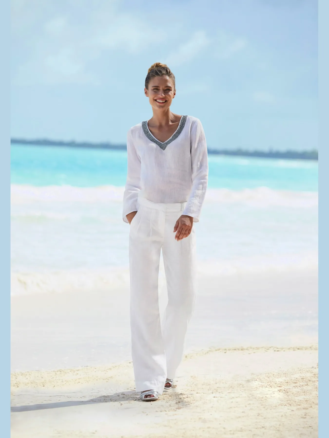 Pantalon en lin jambes larges