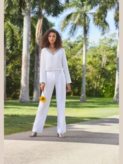 Pantalon en lin jambes larges