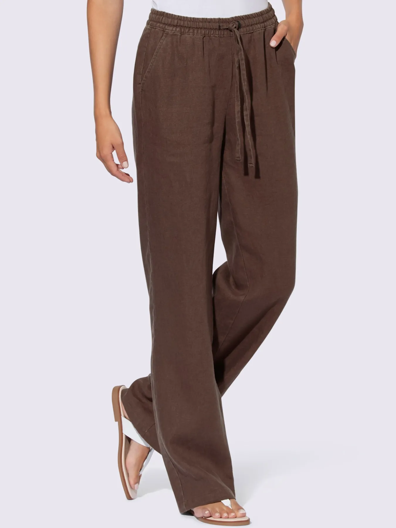 Pantalon en lin jambes larges mode
