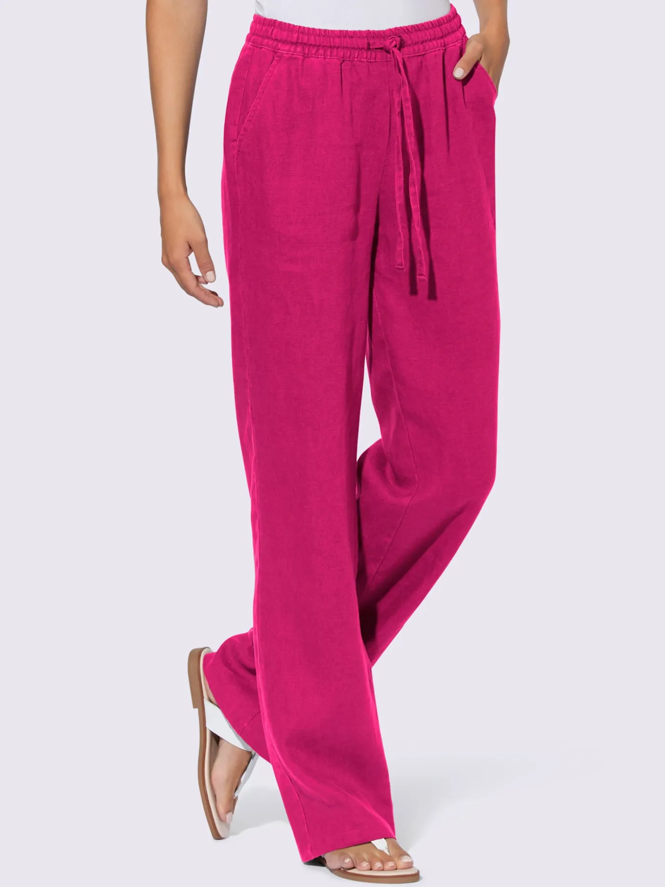Pantalon en lin jambes larges mode