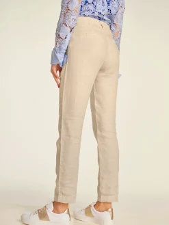 Pantalon en lin style soigné, poches fendues