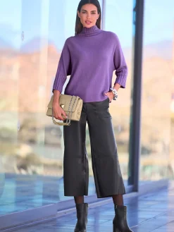 Pantalon en synthétique coupe large mode