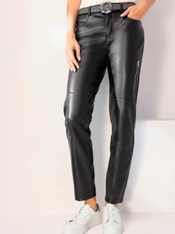 Pantalon en synthétique glissières tendance