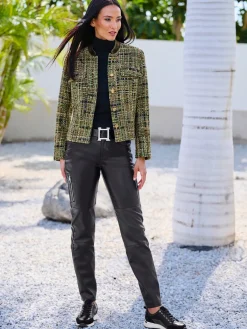 Pantalon en synthétique glissières tendance