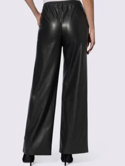 Pantalon en synthétique jambes larges mode