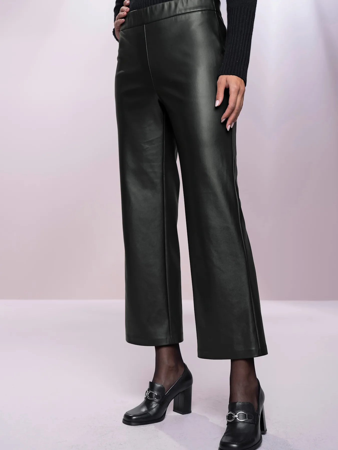 Pantalon en synthétique jambes larges mode