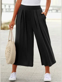 Pantalon en tissu avec large ceinture élastique
