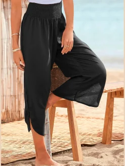 Pantalon en tissu léger avec large ceinture