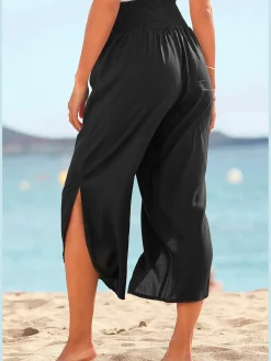 Pantalon en tissu léger avec large ceinture