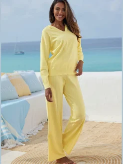 Pantalon en tricot avec jambes larges