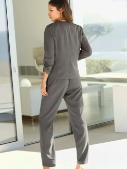 Pantalon femme léger imitation lin 2 poches devant