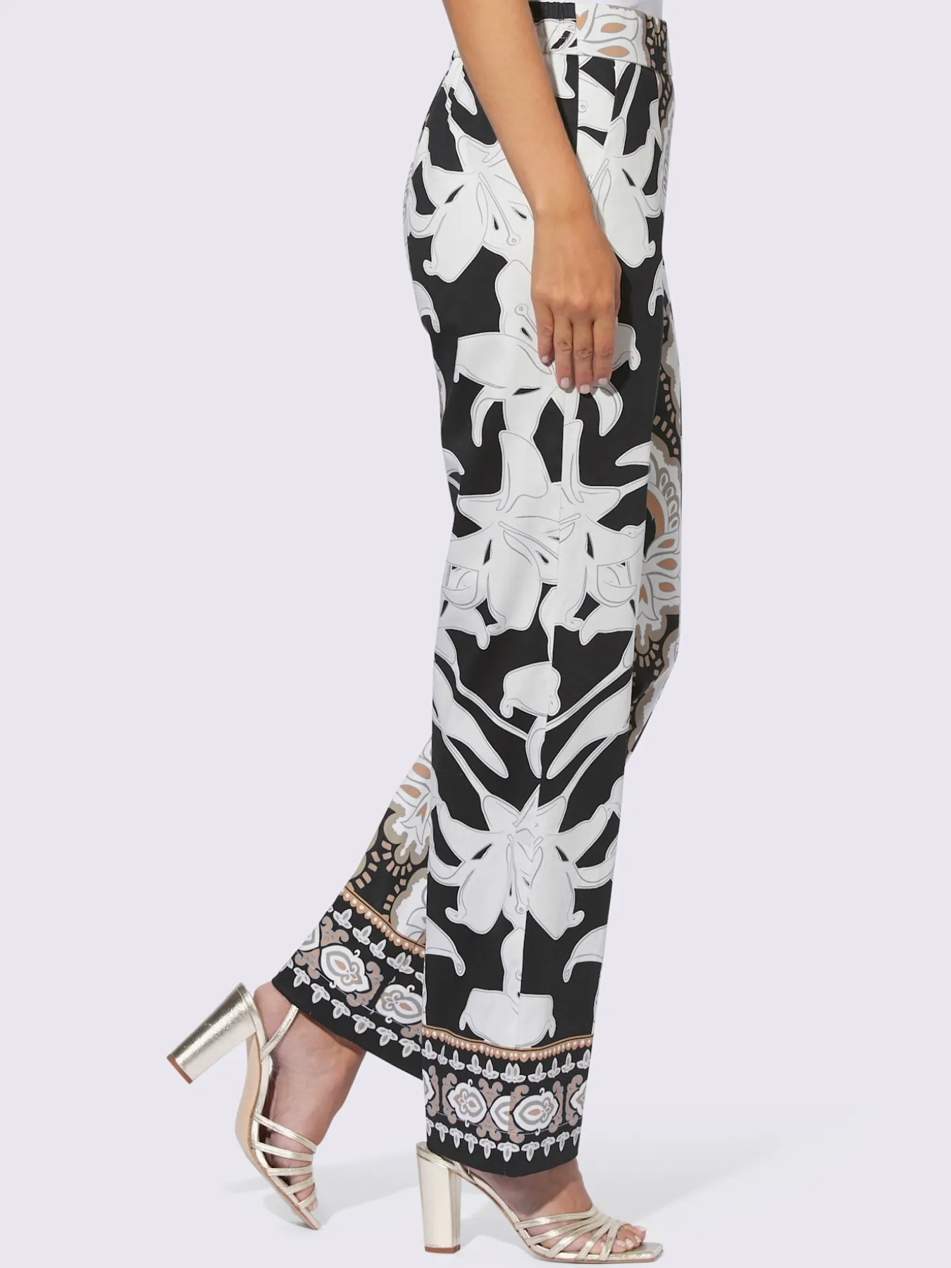 Pantalon imprimé bordures imprimées