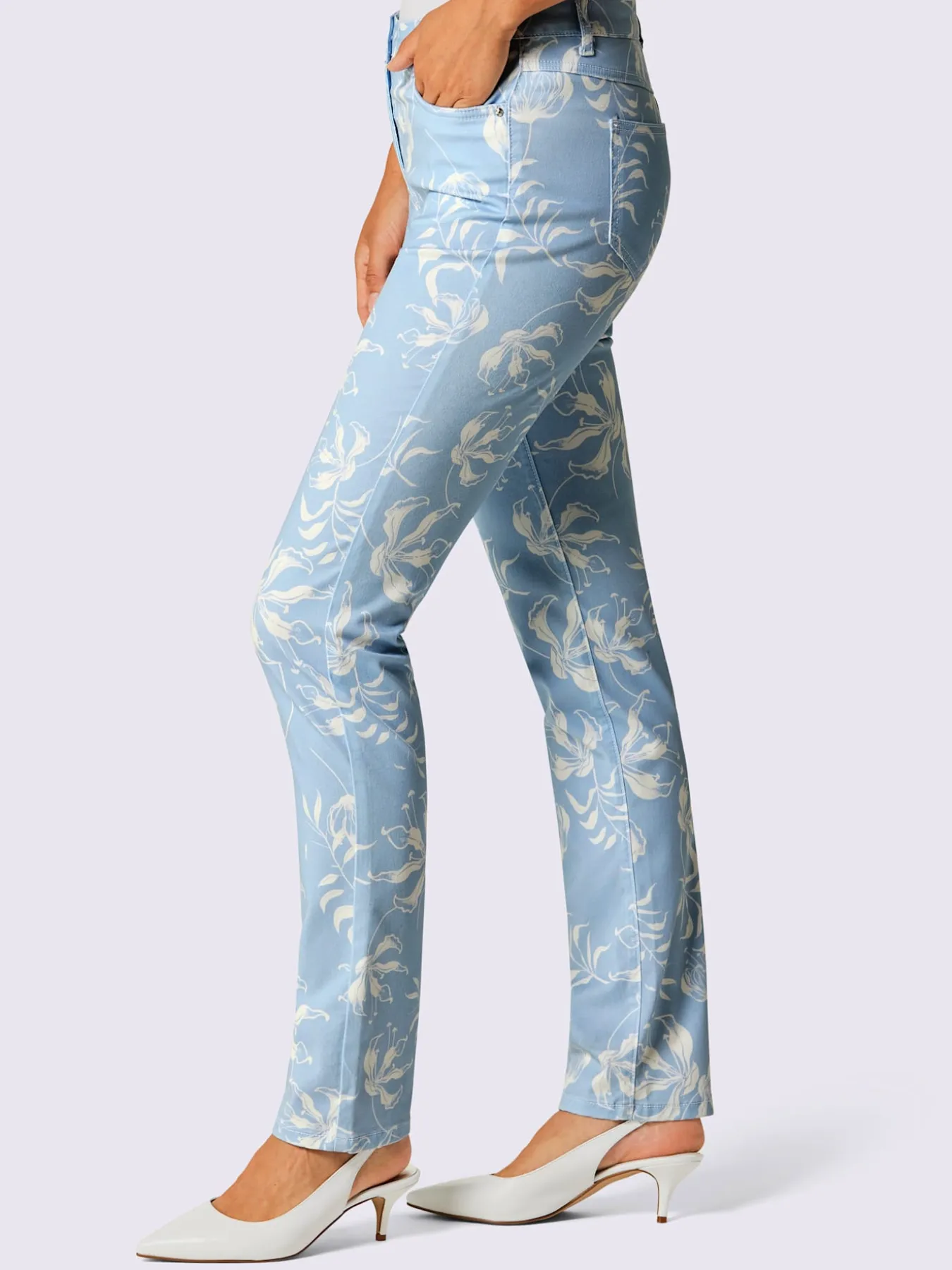 Pantalon imprimé mélange coton et lyocell de qualité