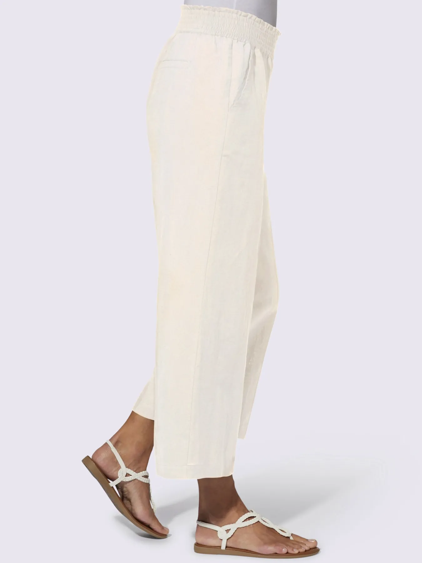 Pantalon large 55% lin