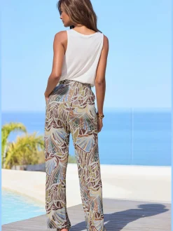 Pantalon large ceinture élastique