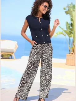 Pantalon large ceinture élastique