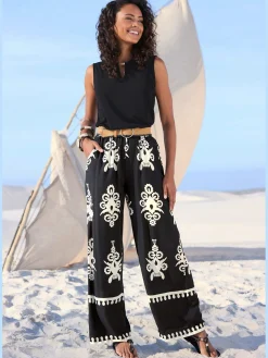 Pantalon large ceinture élastique