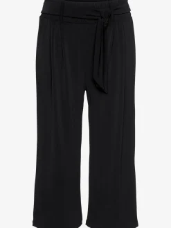 Pantalon large jupe-culotte légère rayée ou noire