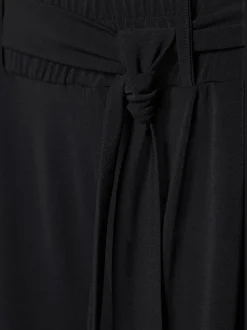 Pantalon large jupe-culotte légère rayée ou noire