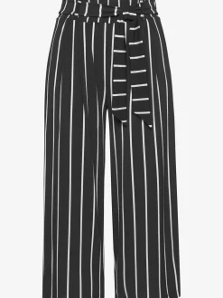 Pantalon large jupe-culotte légère rayée ou noire