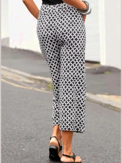Pantalon large jupe-culotte imprimée en jersey