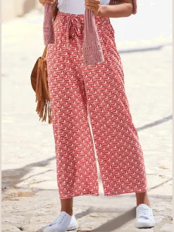 Pantalon large jupe-culotte en jersey imprimée