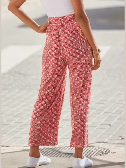 Pantalon large jupe-culotte en jersey imprimée