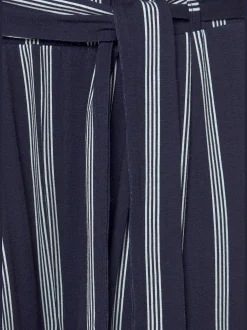 Pantalon large jupe-culotte rayée en jersey