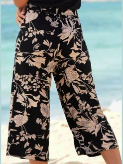 Pantalon large jupe-culotte imprimée en jersey