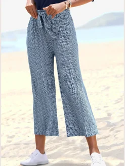 Pantalon large jupe-culotte imprimée en jersey