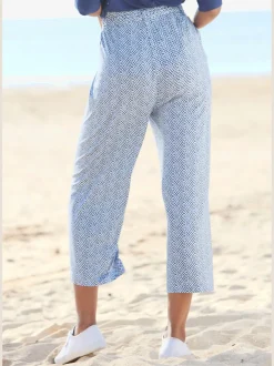 Pantalon large jupe-culotte imprimée en jersey