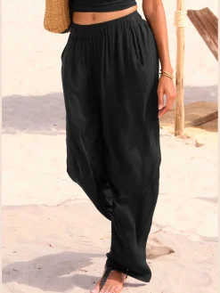 Pantalon large élastique latéral à la ceinture