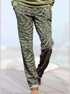 Pantalon molletonné confortable, poches fendues pratiques