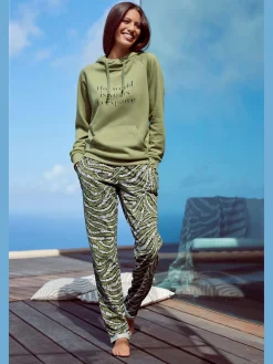 Pantalon molletonné confortable, poches fendues pratiques