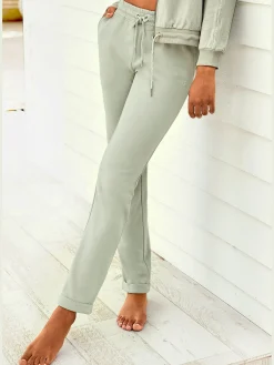 Pantalon molletonné pantalon basique avec petit logo brodé