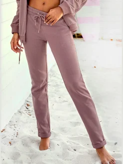 Pantalon molletonné pantalon basique avec petit logo brodé