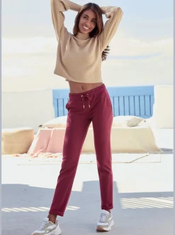 Pantalon molletonné pantalon basique avec petit logo brodé