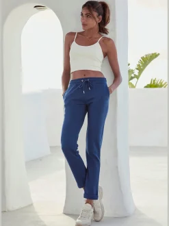 Pantalon molletonné pantalon basique avec petit logo brodé