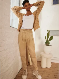 Pantalon paperbag 97% coton